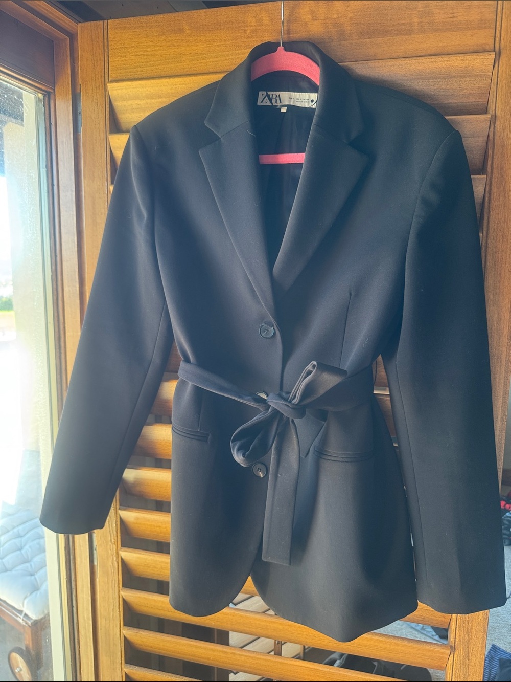 Zara Black Belted Single-Button Blazer